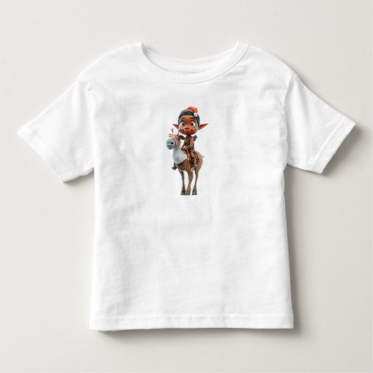 Rentier Rider Christmas Elf Kleinkind's T-Shirt (Vorderseite)