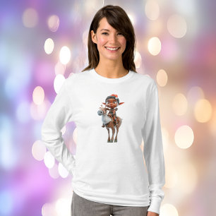 Rentier Rider Weihnachtself Frauen T-Shirt