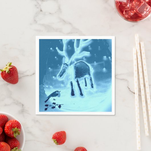 Rentier Robin im Schnee Serviette (Beispiel)