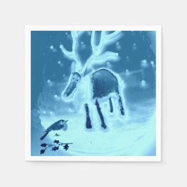 Rentier Robin im Schnee Serviette