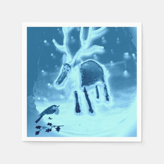 Rentier Robin im Schnee Serviette (Vorderseite)