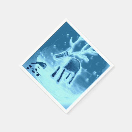 Rentier Robin im Schnee Serviette (Ecke)