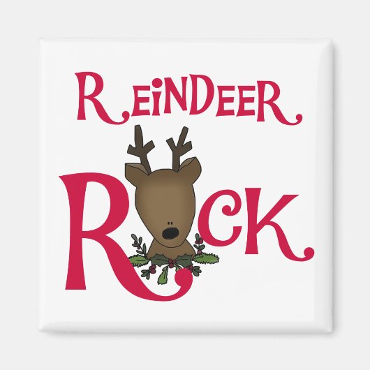 Rentier Rock Tshirts und Geschenke Magnet (Vorne)