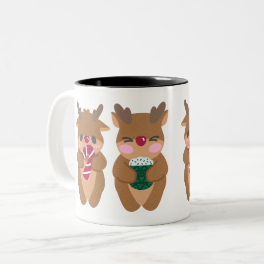 Rentier Roundup: Hot Cocoa Time Zweifarbige Tasse (Vorderseite Links)