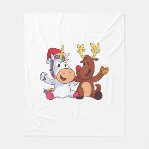 Rentier Rudolph Weihnachten Ren Rote Nase Einhorn Fleecedecke