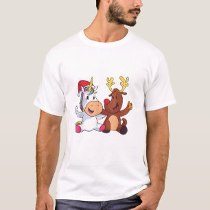 Rentier Rudolph Weihnachten Ren Rote Nase Einhorn  T-Shirt
