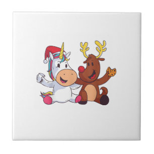 Rentier Rudolph Weihnachten Ren Rotnasen Einhorn G Fliese