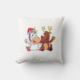 Rentier Rudolph Weihnachten Ren Rotnasen-Einhorn G Kissen