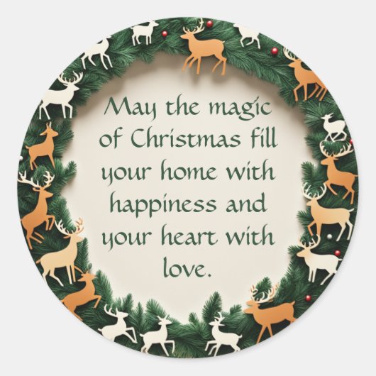 Rentier Runder Aufkleber (Vorderseite)