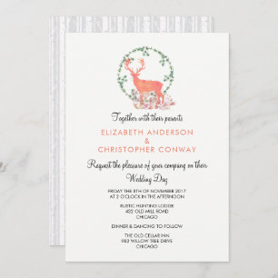 Rentier Rustic Botanical Watercolor Wedding Einladung