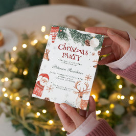 Rentier Santa und Ornamente Weihnachts-Party Einladung