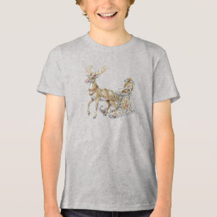 Rentier-Schlitten-Jungen-T-Shirt Tri-Blend Shirt