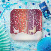 Rentier Schneebedeckter Feiertag Papier Teller (Party)