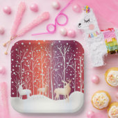 Rentier Schneebedeckter Feiertag Papier Teller (Party)
