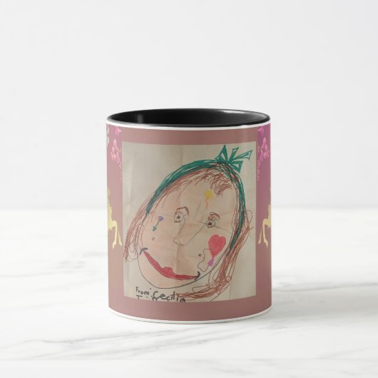 Rentier-Schneeflocken-Monogramm Lila Tasse (Zentrum)