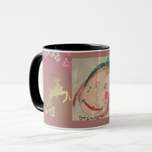 Rentier-Schneeflocken-Monogramm Lila Tasse (Vorderseite Links)