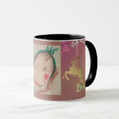Rentier-Schneeflocken-Monogramm Lila Tasse (VorderseiteRechts)