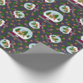 Rentier-Schneekugeln Geschenkpapier (Ecke)