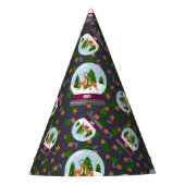 Rentier-Schneekugeln Partyhütchen (Vorderseite)