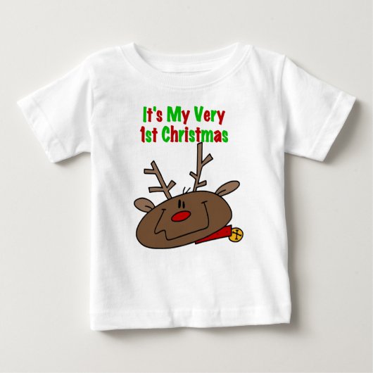 Rentier Sehr 1. Weihnachten Baby T-shirt (Vorderseite)