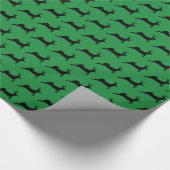 Rentier Silhouetten Muster Grün Geschenkpapier (Ecke)
