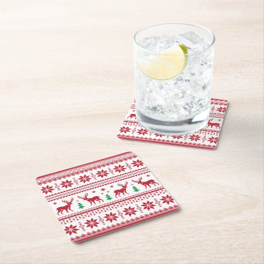 Rentier Snowflakes Messe Isle Design Paper Unterse Rechteckiger Pappuntersetzer (Vor Ort)