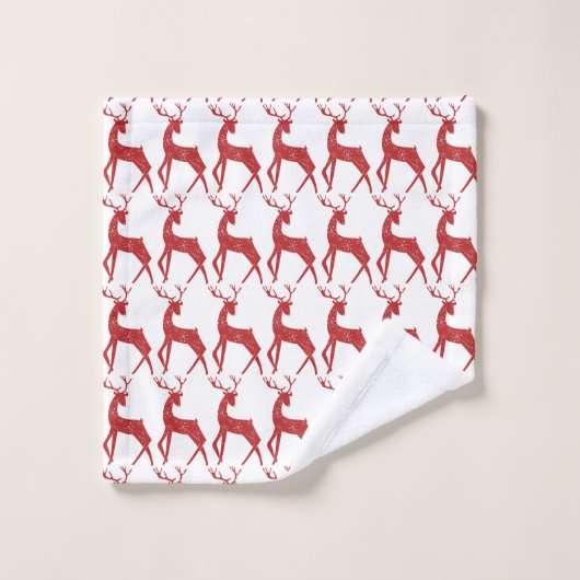 Rentier & Snowflakes Rentier über Weihnachten Badhandtuch Set (Waschlappen)
