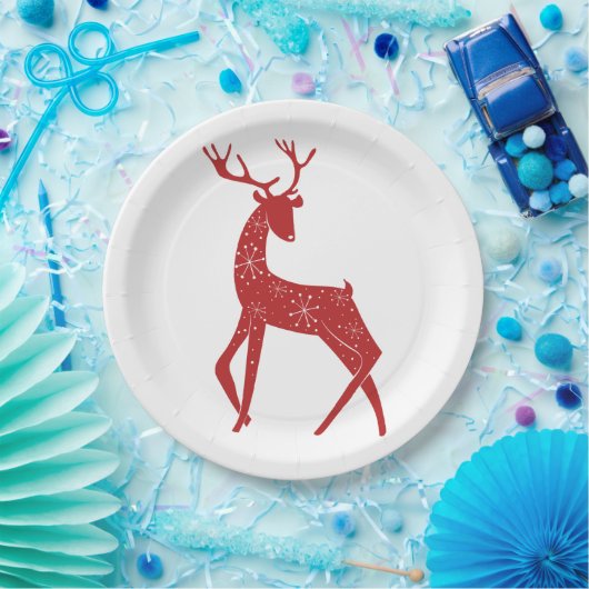 Rentier & Snowflakes Rentier über Weihnachten Pappteller (Party)