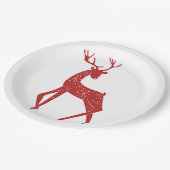 Rentier & Snowflakes Rentier über Weihnachten Pappteller (Schrägansicht)