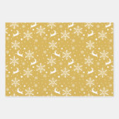 Rentier Snowflakes Weihnachtsbaumen Gold Muster Geschenkpapier Set (Vorderseite 2)