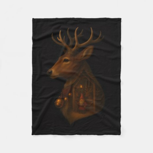 Rentier-Stall-Gnom-Weihnachts-Fleece-Decke Fleecedecke (Vorderseite)