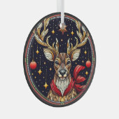 Rentier, Stars und Ornamente aus Hartglas (Vorderseite Rechts)