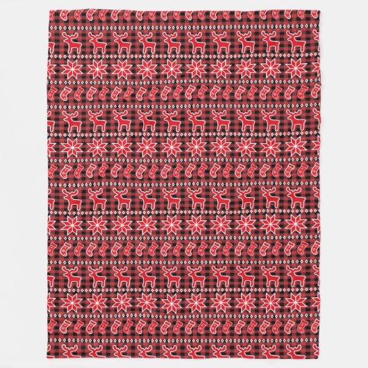 Rentier Strumpf Fair Isle Weihnachtsmuster Fleecedecke (Vorderseite)