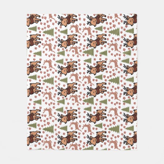 Rentier süße Blumenvase Fleecedecke (Vorderseite)