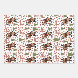 Rentier süße Blumenvase Geschenkpapier Set