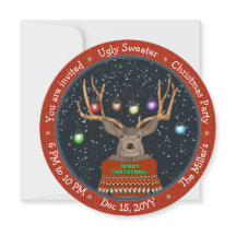 Rentier Tangled Christmas Lights Red Ugly Sweater