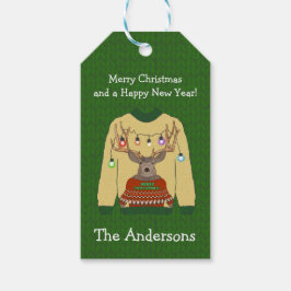Rentier Tangled Lights Ugge Christmas Sweater Geschenkanhänger