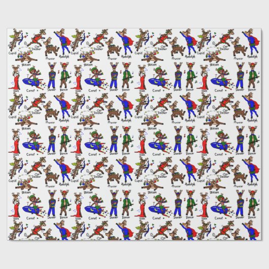 Rentier Team Wrapping Paper Geschenkpapier (Flach)