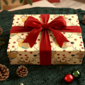 Rentier-Teddybär mit Lichtern Beige Weihnachten Geschenkpapier