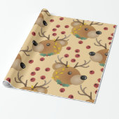 Rentier-Teddybär mit Lichtern Beige Weihnachten Geschenkpapier (Ungerollt)