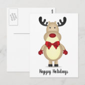Rentier Tragen der Red Bow Krawatte Postkarte (Vorne/Hinten)
