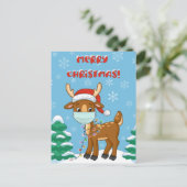 Rentier trägt zu Weihnachten eine Maske Postkarte (Stehend Vorderseite)