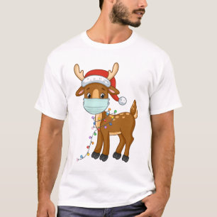 Rentier trägt zu Weihnachten eine Maske T-Shirt