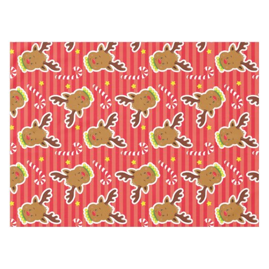Rentier und Candy Canes Christmas Tablecloth Tischdecke (Vorderseite (Horizontal))