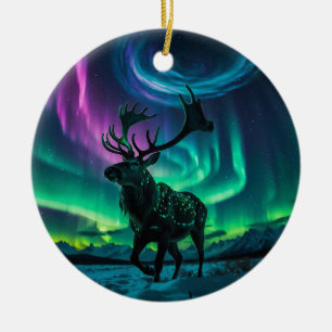 Rentier und das Design der Northern Lights Wildlif Keramik Ornament