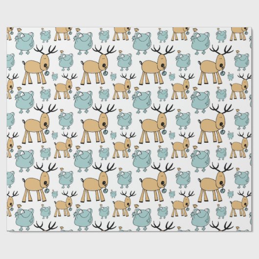 Rentier- und Froschmuster Geschenkpapier (Flach)