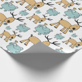 Rentier- und Froschmuster Geschenkpapier (Ecke)