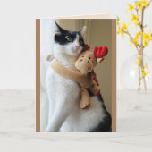 Rentier- und Katzengrußkarte Karte (Gelbe Blume)