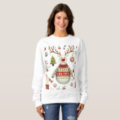 Rentier und Ornamente Sweatshirt (Vorne ganz)