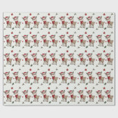Rentier und Red Berry Off-White Wrapping Paper Geschenkpapier (Flach)